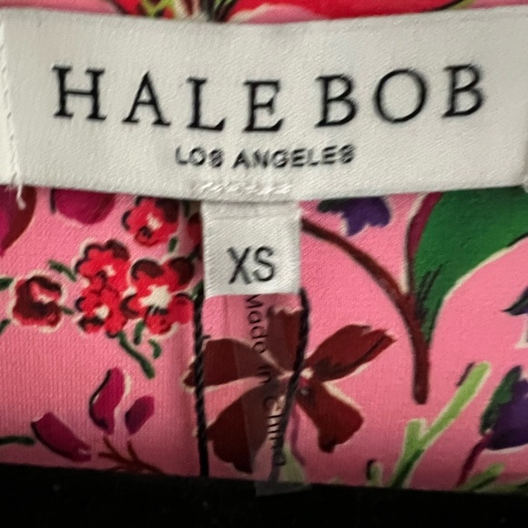 Hale Bob Spring Dress Pink Floral 'Manila Jersey' Twist Front Balloon Sleeve NWT - Picture 6 of 15